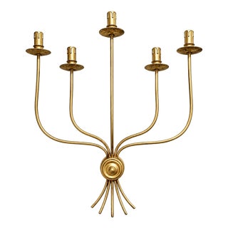 Mid-Century Minimalist Five-Arm Metal Brass Painted Wall Sconce For Sale