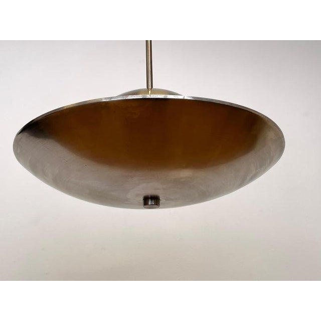 Brown Vintage Bauhaus Pendant Light in Chrome, 1930s For Sale - Image 8 of 10