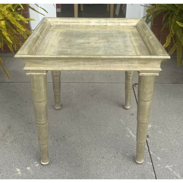 Donghia John Hutton for Donghia Silver Giltwood Side Table W Telescope Legs For Sale - Image 4 of 7