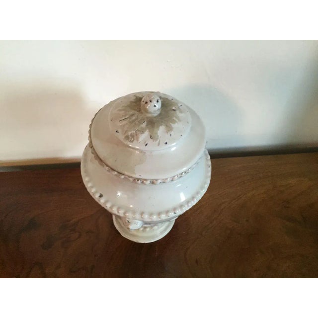 18th Century 18th Century Italian Tin Glaze Faience Pottery Covered Urn Vase For Sale - Image 5 of 11