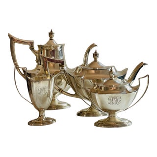Boho 1950s Plymoth Gorham Sterling Silver Coffee Set- 4 Pieces For Sale
