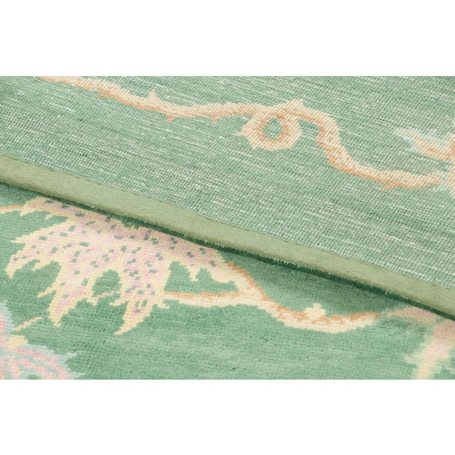 Textile Contemporary Chinese Deco Style Green & Gold Floral Wool Rug by Rug & Kilim For Sale - Image 7 of 9