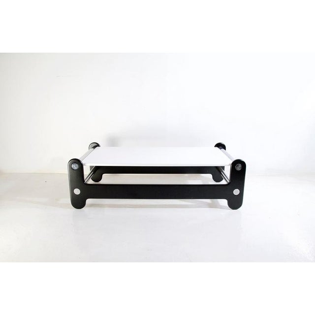 Black Black and White Coffee Table in Lacquered Wood and Chrome, Italy, 1970s For Sale - Image 8 of 9