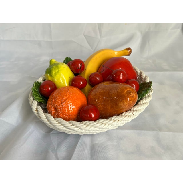 Vintage Mid 20th Century Italian Capodimonte Life Size Ceramic Fruit Basket For Sale - Image 10 of 12