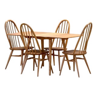 Folding Table and Four Quaker Chairs by Lucian Ercolani for Ercol, 1960s For Sale