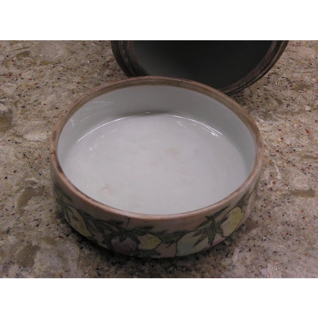 Vintage Chinese Multi-Color Pastel Ceramic Covered Jar, Signed For Sale In New York - Image 6 of 10