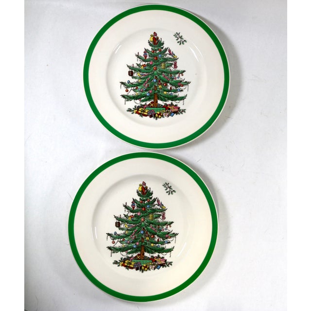 American Vintage 1987 Spode "Christmas Tree" Salad/Dessert Plates - Set of 4 For Sale - Image 3 of 7
