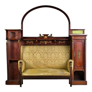 Empire Style Cupboard with Settee, End 19th Century For Sale