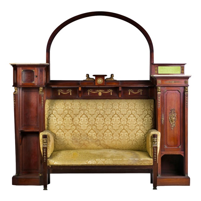 Empire Style Cupboard with Settee, End 19th Century For Sale