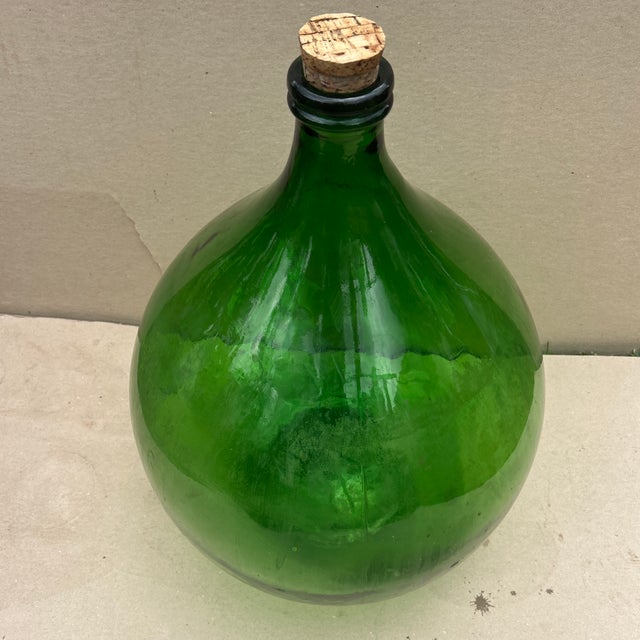 Mid 20th Century Original Ambrosio Three-Piece Glass 14 Gallons Demijohn & Carboys in a Plastic Basket Italy For Sale - Image 4 of 12