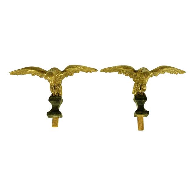 Carved and Gilded Wooden Eagles in Gold Leaf & Pinus Cembra, 1800s, Set of 2 For Sale