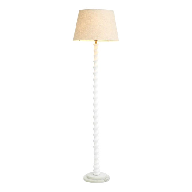 White Floor Lamp with Marble Base by Eichholtz For Sale