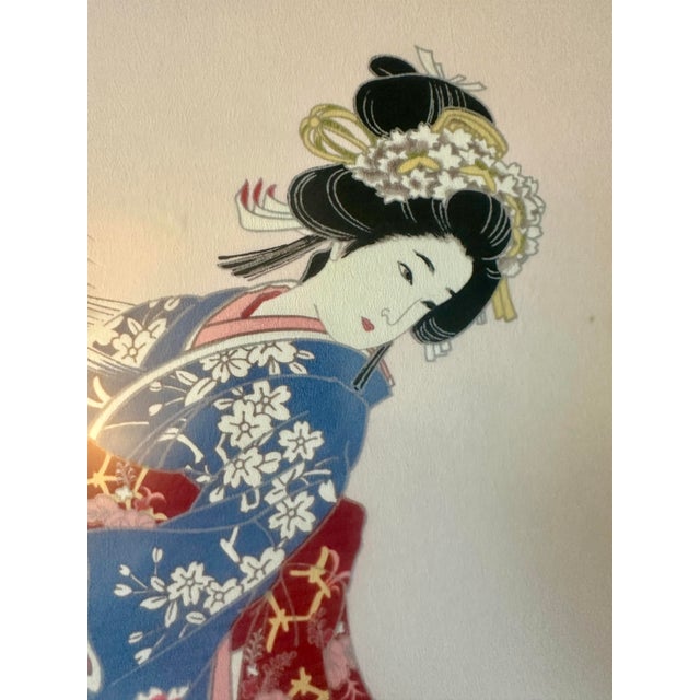 Mid-Century Modern 1960s Mid-Century Modern Geisha Wall Art by Hisashi Otsuka - Framed For Sale - Image 3 of 12