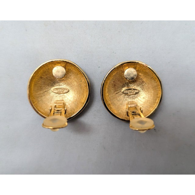 Vintage 1980s Signed Courreges Round Black Enamel Clip Earrings-2 Pieces For Sale In Philadelphia - Image 6 of 7