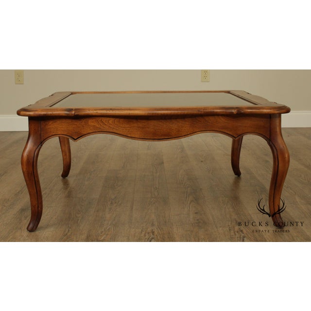 Ethan Allen Country French Solid Maple Square Glass Top ...