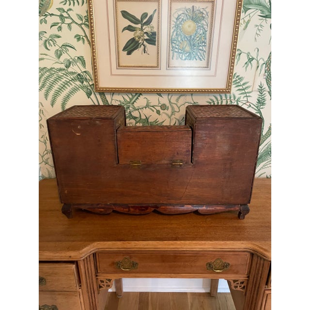 Vintage Woven Chinoiserie or Palm Beach Rattan and Bamboo Table/Dresser Top Chest For Sale - Image 4 of 10