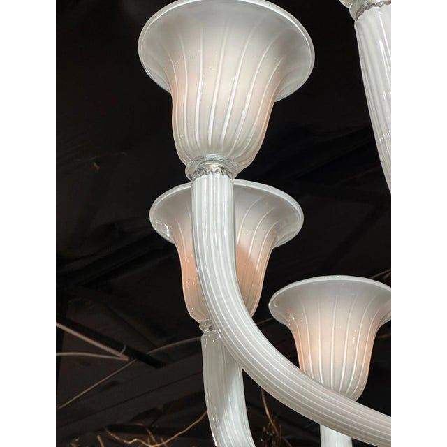 Italian Murano White 12 Arm Chandelier For Sale In Dallas - Image 6 of 8