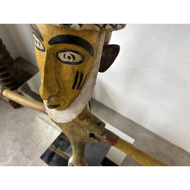 Bambara Puppet Figurine, 1950s, Paint and Wood For Sale - Image 9 of 18