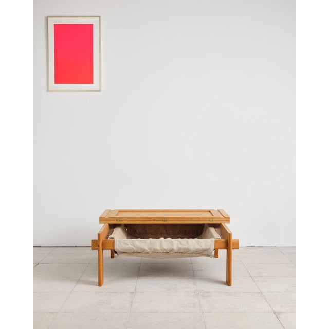 Large Brutalist Coffee Table in Oak by Tage Poulsen, Denmark, 1960s For Sale - Image 9 of 18