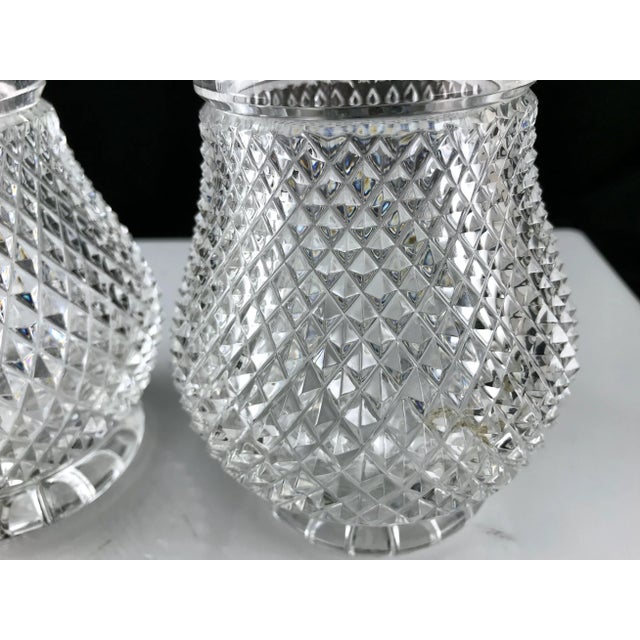Pair of Antique Pineapple Cut Crystal Vases For Sale - Image 4 of 9