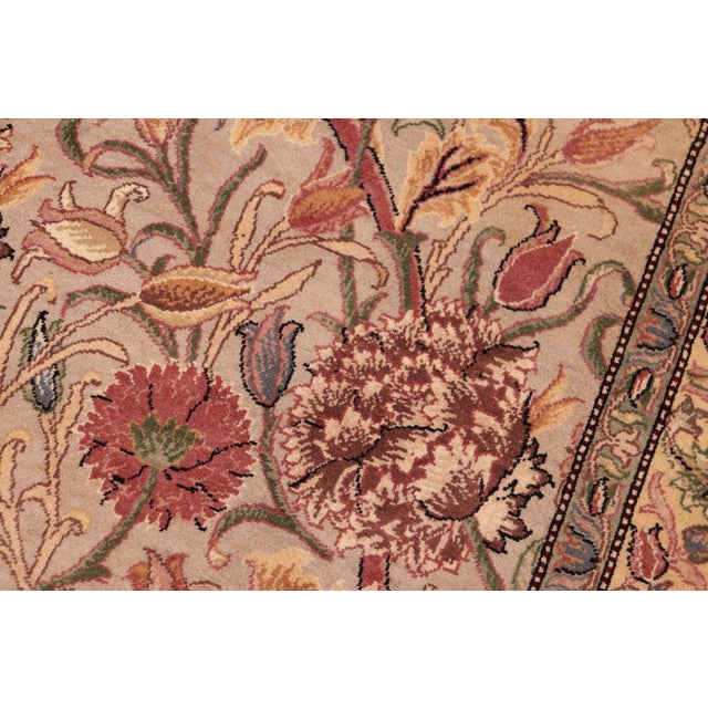 Shabby Chic Floral 1990's Pak-Persian Taupe/Gold Wool Rug - 6'0'' X 9'8'' For Sale In New York - Image 6 of 9