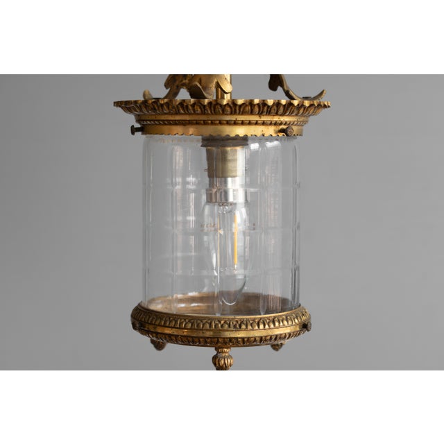 Metal Small Antique Cut Glass Lantern, 1900 For Sale - Image 7 of 8