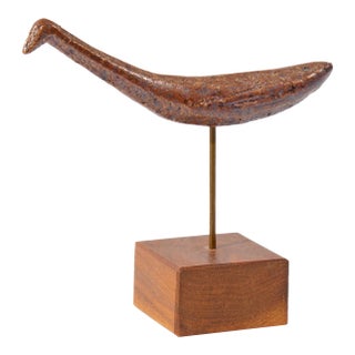Studio Pottery Stoneware Bird on Stand by Richard Peeler For Sale
