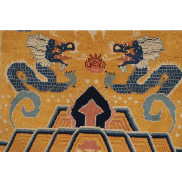 Antique Chinese Ningxia Pillar Runner With Golden Celestial Dragons - Rug & Kilim For Sale - Image 12 of 13