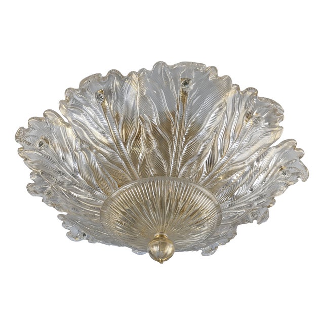 Foglia Doro Recessed Ceiling Lamp from Barovier & Toso, Italy, 1980s For Sale