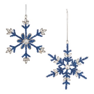 Beaded Metal Snowflake Ornament (Set of 12) For Sale