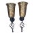 Vintage Metal and Amber Color Mosaic Glass Candle Wall Sconces- a Pair For Sale
