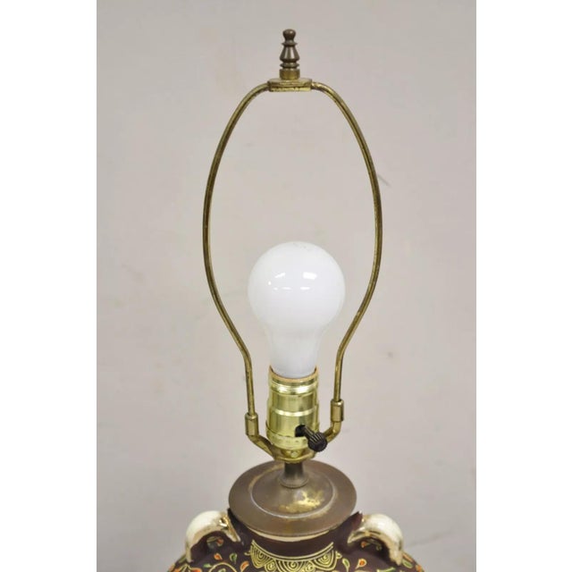 Ceramic Vintage Oriental Japanese Figural Samurai Brown Ceramic Jug Form Table Lamp For Sale - Image 7 of 11