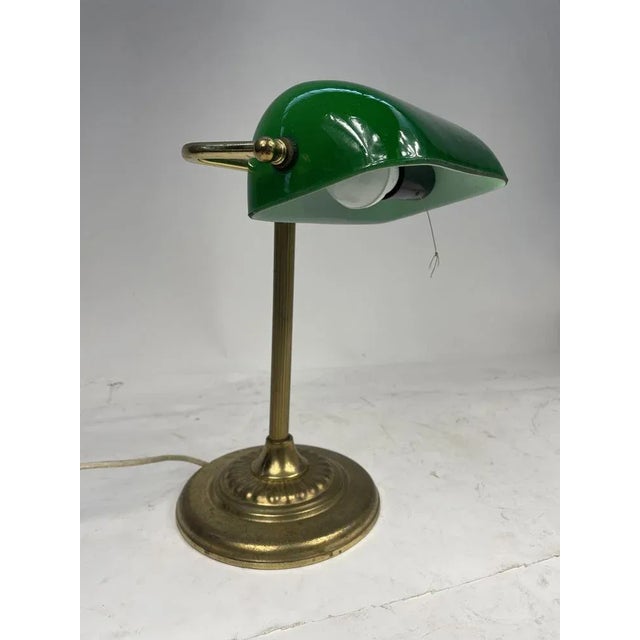 Vintage Ministerial Lamp in Brass and Green Glass, 1950s For Sale - Image 10 of 12