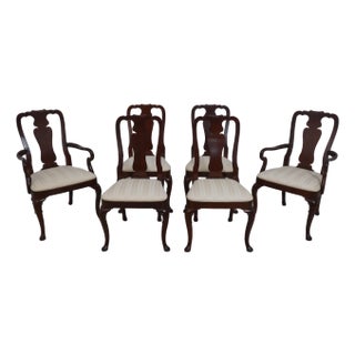 Set of 6 Kindel Queen Anne Mahogany Dining Room Chairs For Sale