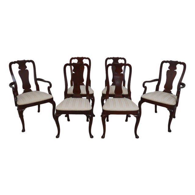 Set of 6 Kindel Queen Anne Mahogany Dining Room Chairs For Sale