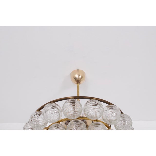 Ceiling Chandelier in Brass and Crystal Snowball, 1960s For Sale - Image 10 of 12