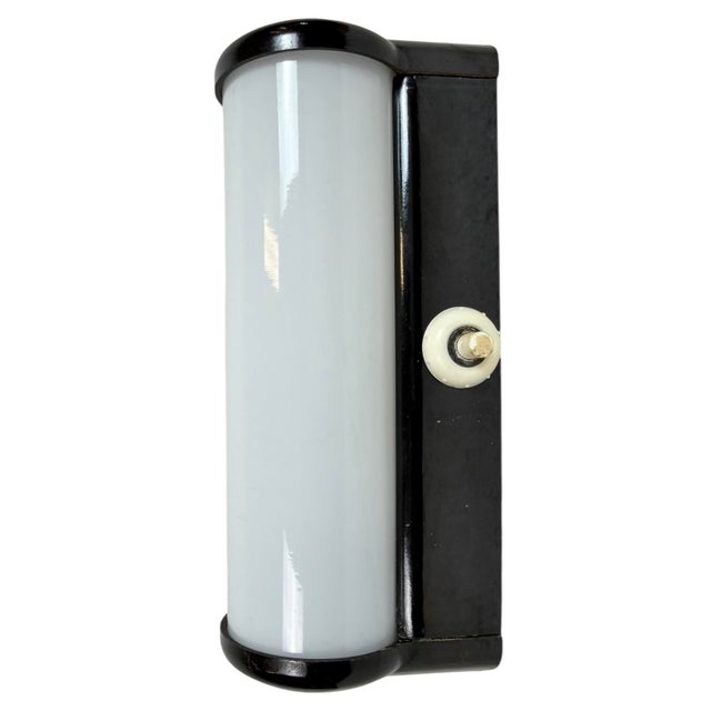 Industrial Brown Bakelite Wall Light with Milk Glass Shade from Elektrosvit, 1950s For Sale - Image 12 of 12