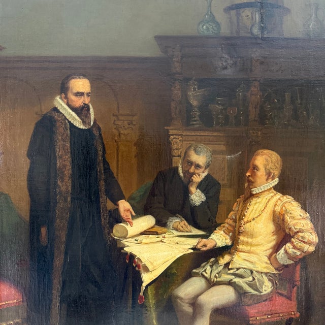Late 19th Century Late 19th Century Attributed to Jacob Taanman Oil Painting Leicester Oldenbarnevelt For Sale - Image 5 of 14