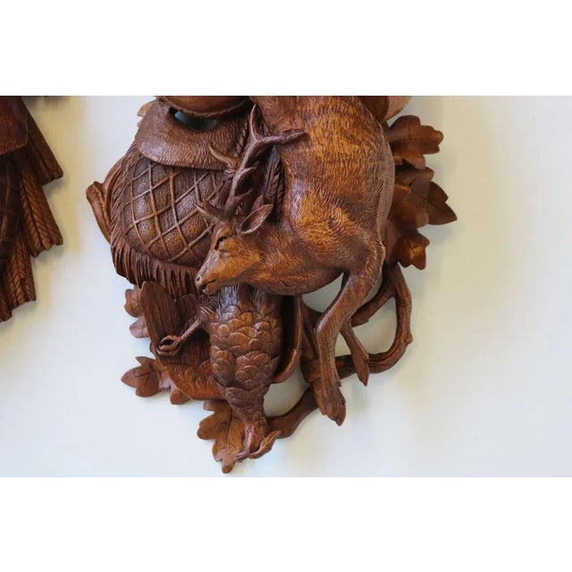 Wood 19th Century Swiss Carved Black Forest Trophy Plaques, 1880, Set of 2 For Sale - Image 7 of 11