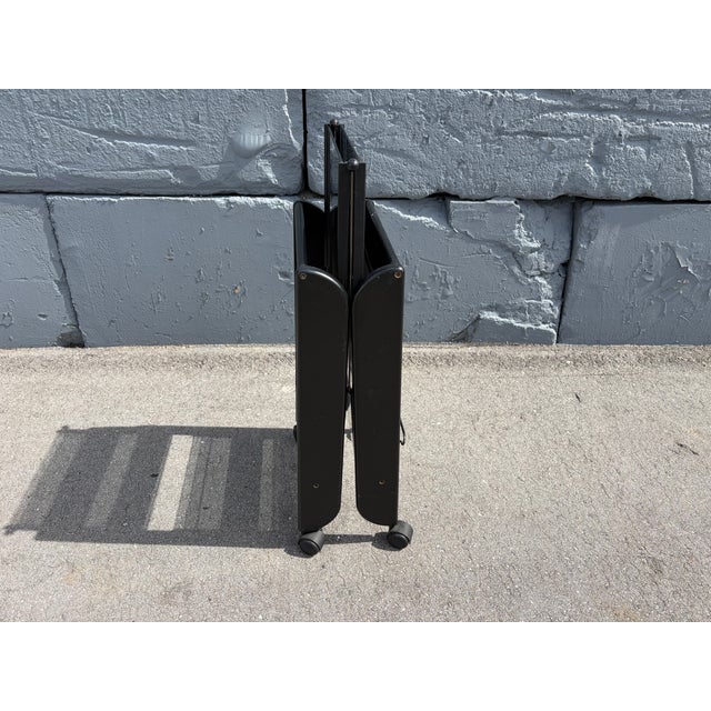 1980s Black Serving or Bar Cart From Mascagni, Made in Italy, Foldable For Sale - Image 15 of 15
