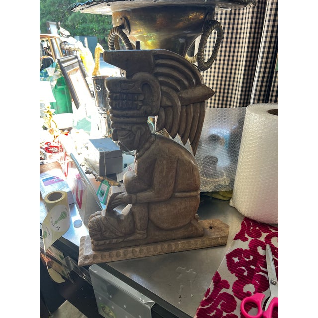 Up for consideration is a beautiful vintage wooden Aztec detailed sculpture. This would look lovely in your home, and it...