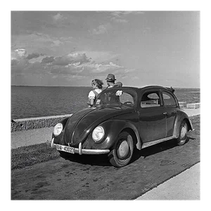 Traveling to the Seaside in the Volkswagen Beetle, Germany, 1937, Printed 2021