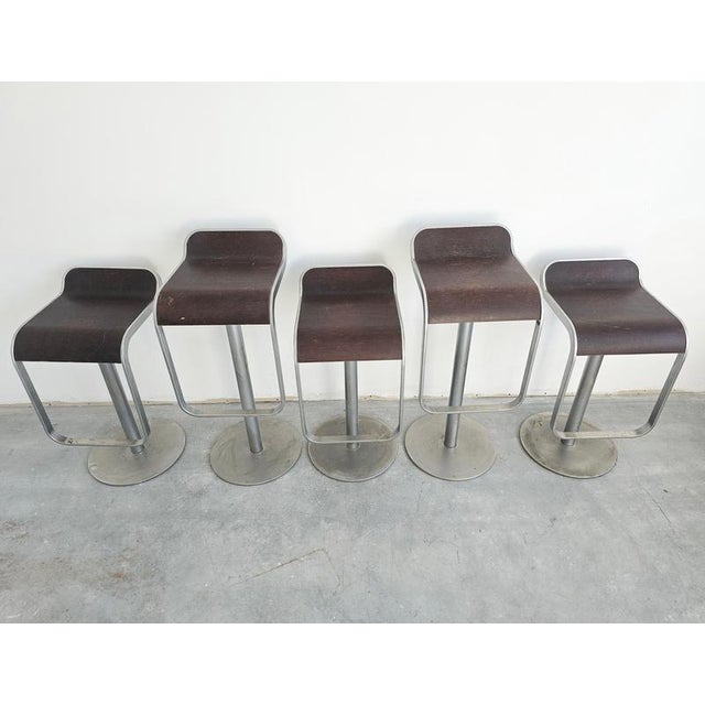 Contemporary Vintage Lem Bar Stools in Steel and Wood Seats, 2000 For Sale - Image 3 of 10