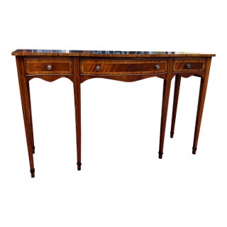 Late 20th Century English Banded Mahogany Sideboard For Sale
