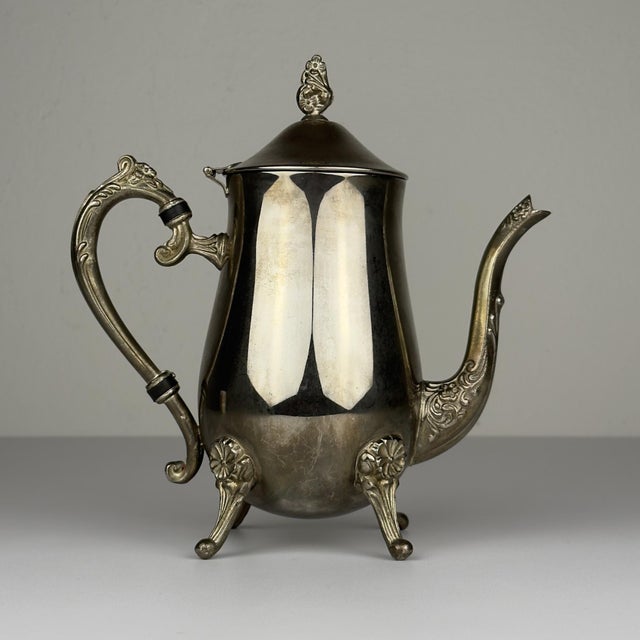 Beautiful vintage metal coffee or tea set. Made in Italy in the 1980s. Very good vintage condition. Dimensions: Width: 22...