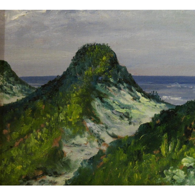 Impressionist Xavier Barile Seaview, Fire Island, New York, Sand Dunes, Ocean Side 1956 Painting For Sale - Image 3 of 6