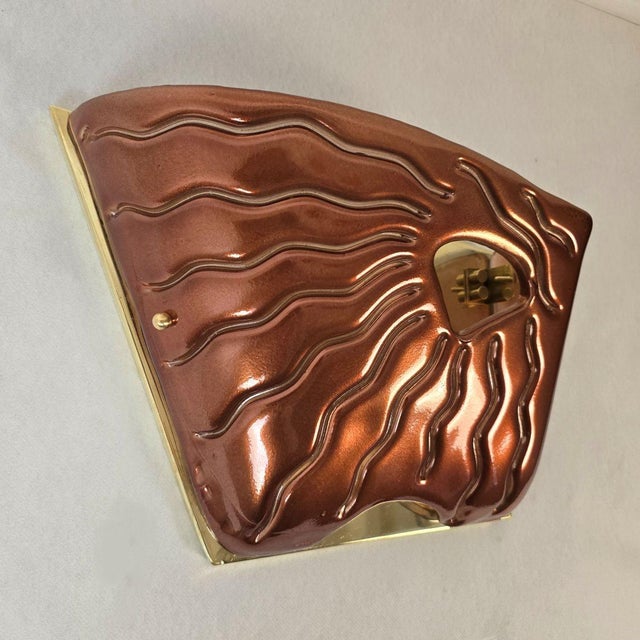 1980s Terracotta Murano Glass Mid Century Sconces - A Pair For Sale In Dallas - Image 6 of 13