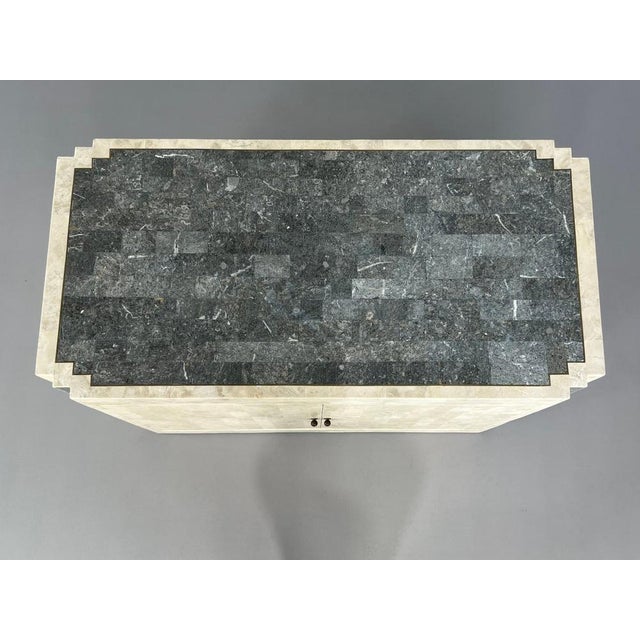 1980s Vintage Sideboard in Stone and Brass Marquetry, 1980s For Sale - Image 5 of 12