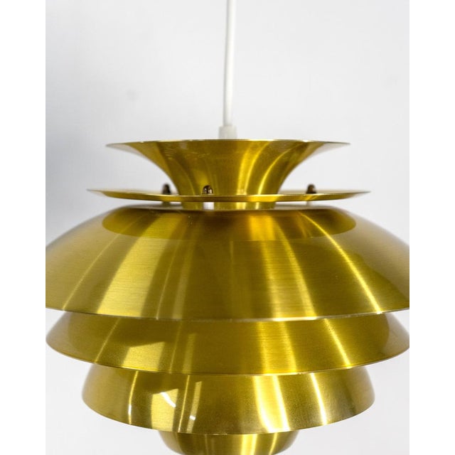 Golden Pendant Lamp Barcelona attributed to Bent Karlby for Lyfa, Denmark, 1980s For Sale - Image 6 of 8