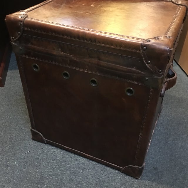 Pottery Barn Expedition Leather Storage Cube Chairish